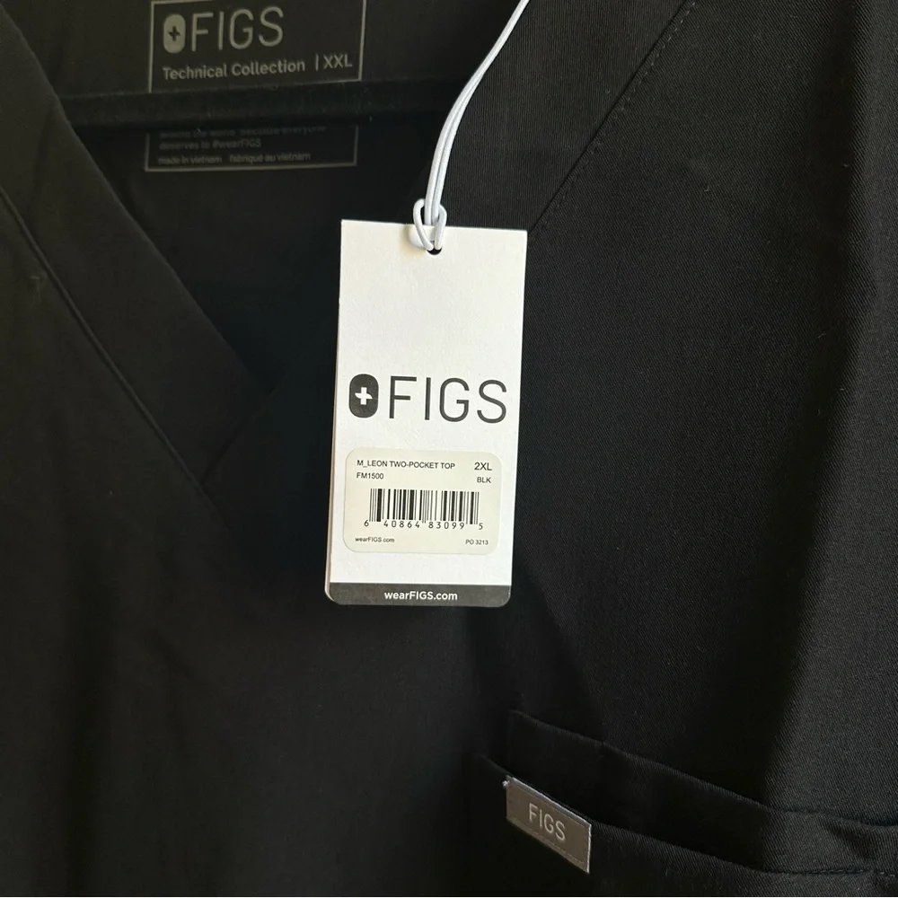 FIGS Leon Men’s Black Scrub Top BNWT - Picture 4 of 7